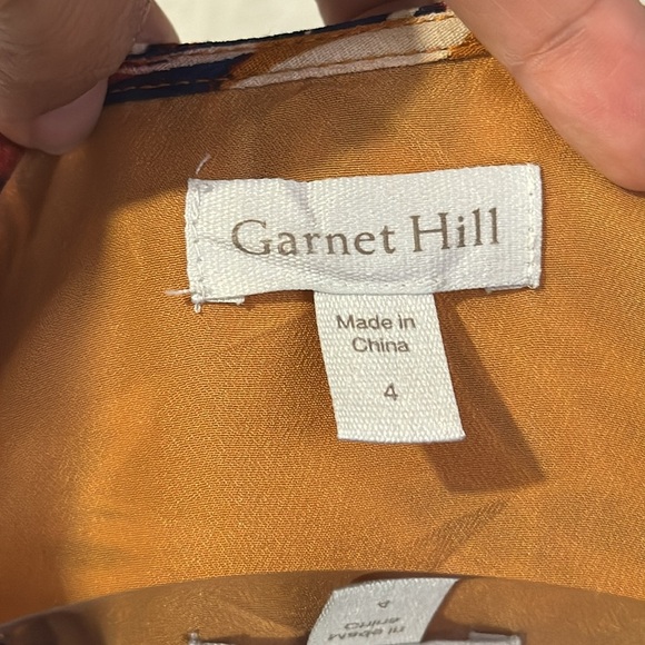 Garnet Hill Shift Dress Short Floral Cap Sleeve V Neck Pockets - Picture 4 of 7